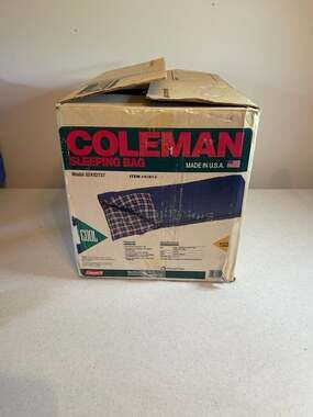 NEW Vintage Coleman Sleeping Bag Model 8241D737 Blue with Plaid Liner